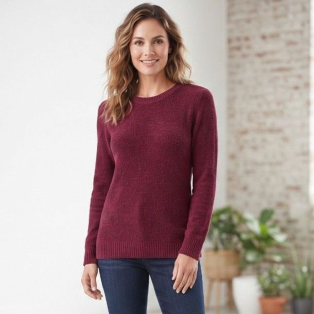J. Jill Burgundy Textured Knit Pullover Tunic Sweater M Fall Capsule Wardrobe